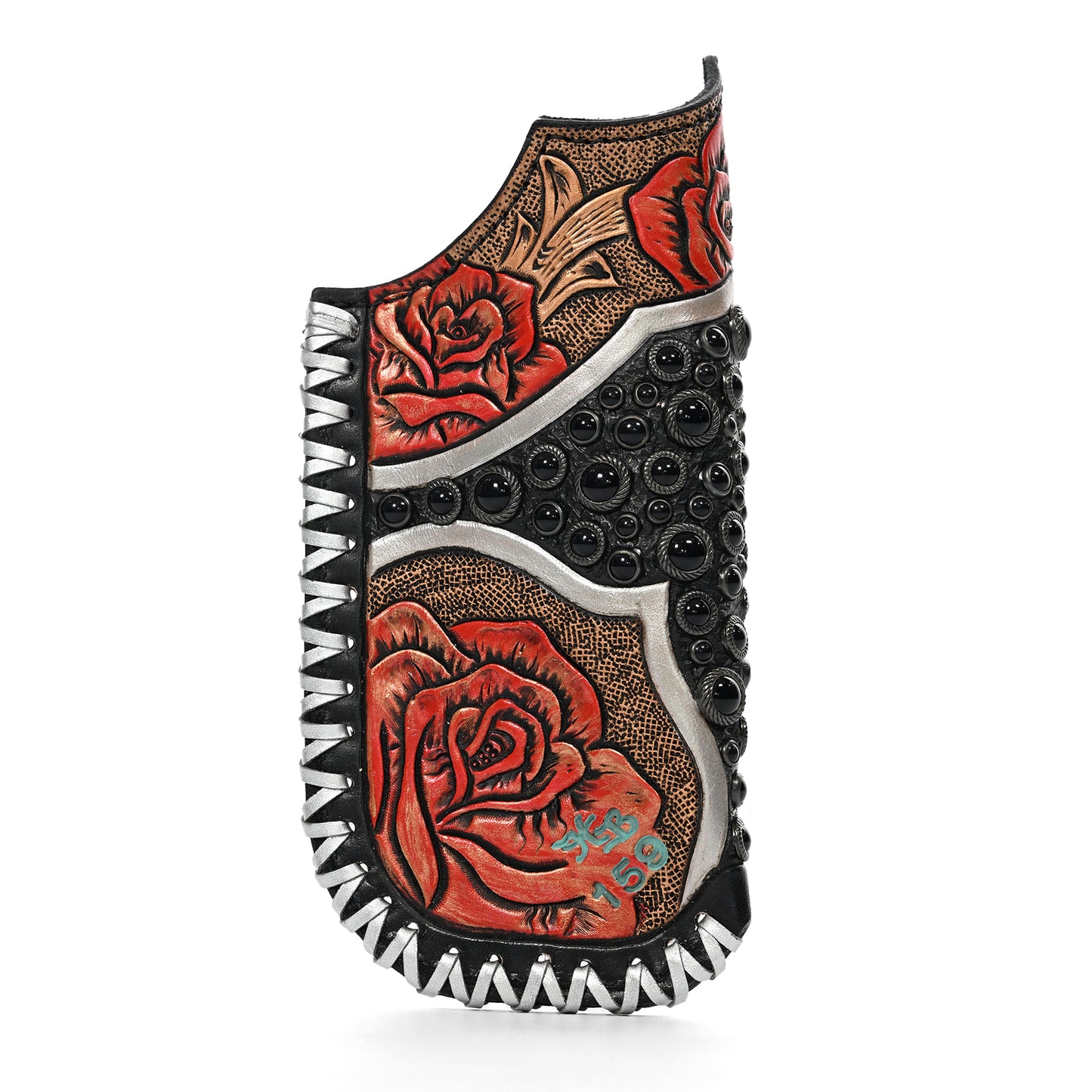 Decorative shayde case #159 with floral embossing and studded detailing by Heritage Brand.