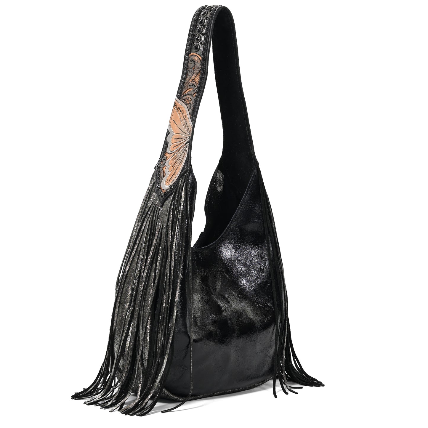 
                  
                    Marilyn bag #5127 by Heritage Brand with fringe and hand-tooled strap.
                  
                