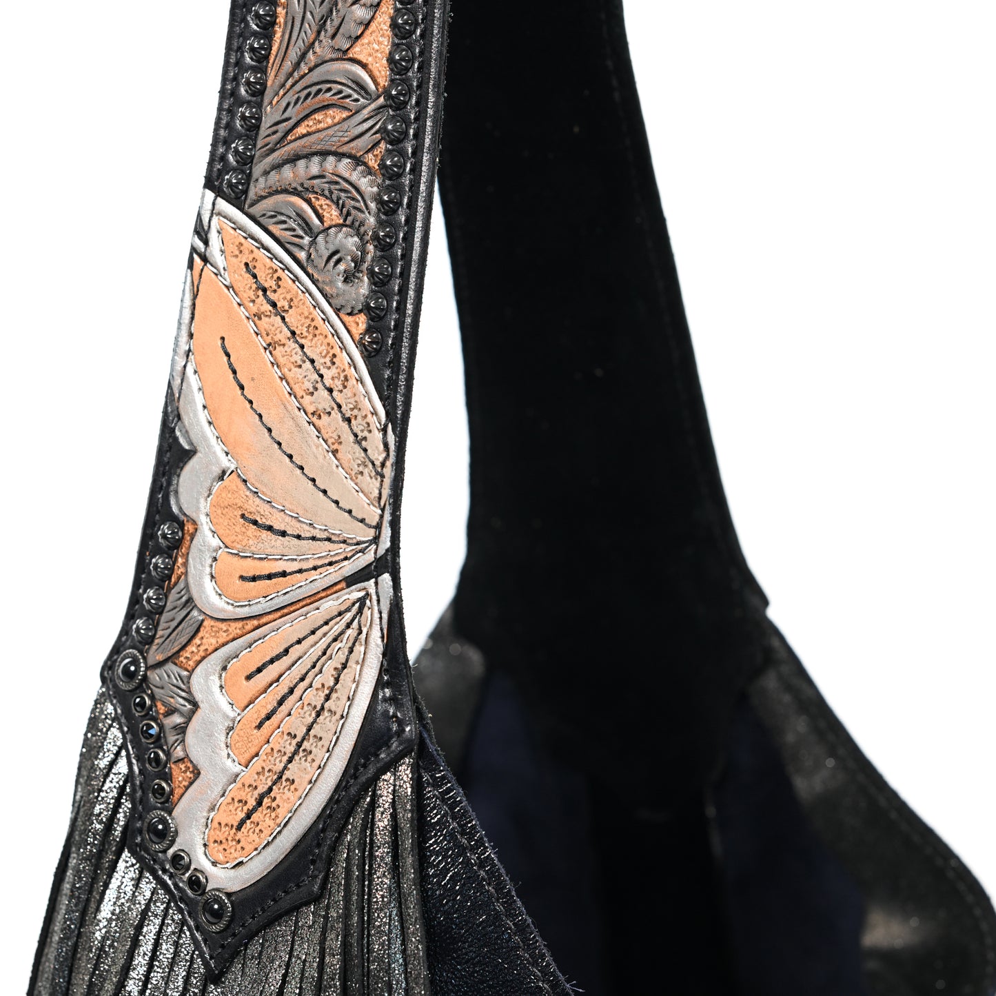 
                  
                    Close-up of a Marilyn bag #5127 with butterfly wing design and decorative details by Heritage Brand.
                  
                